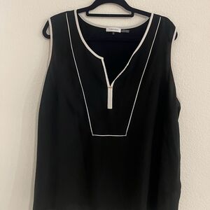 Calvin Klein Black and White Trim Blouse